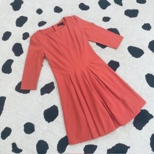 NWT Carla Giannini Women's Size Small Coral A-Line Pleated Made in Italy Dress